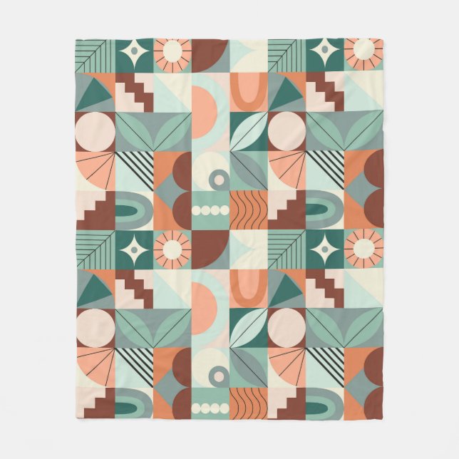 Nahtlos geometrisches, abstraktes Mosaikmuster. Fleecedecke (Vorderseite)