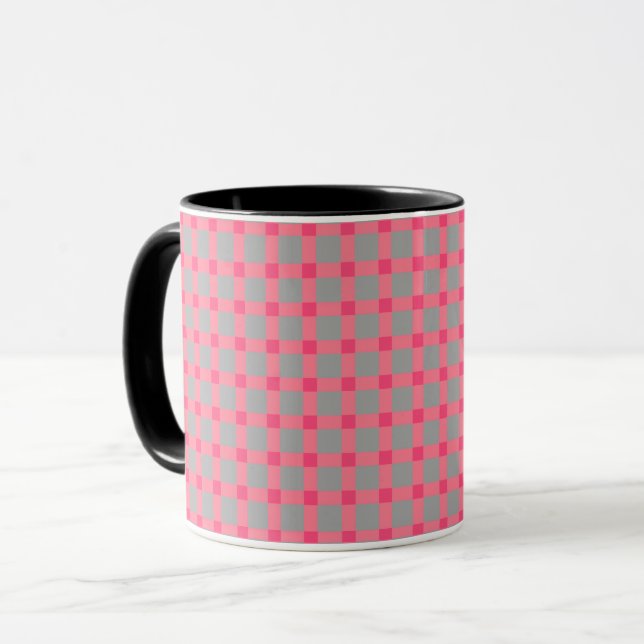 Nahtlos karierte karierte Tartan-Schottisch-Rosa g Tasse (Vorderseite Links)
