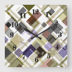 Nahtlos kariertes kariertes Tartan-Muster, grün b Quadratische Wanduhr