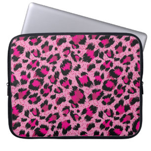 Nahtlos luxuriöses rosa Leopardenmuster. Laptopschutzhülle