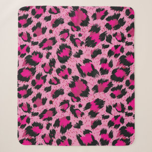 Nahtlos luxuriöses rosa Leopardenmuster. Sherpadecke