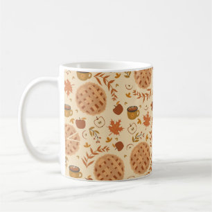Nahtlos mit Apfelkuchen, Äpfeln und Tasse. Kaffeetasse