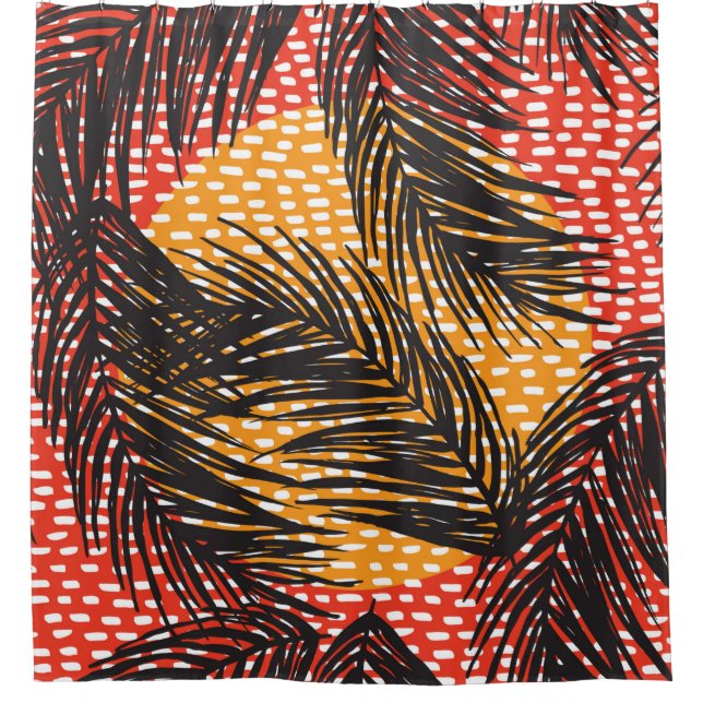 Nahtlos mit Blätter und Strichen aus schwarzer Han Duschvorhang (Vorderseite)