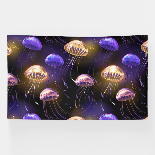 Nahtlos mit glühender Qualle Banner (Horizontal)