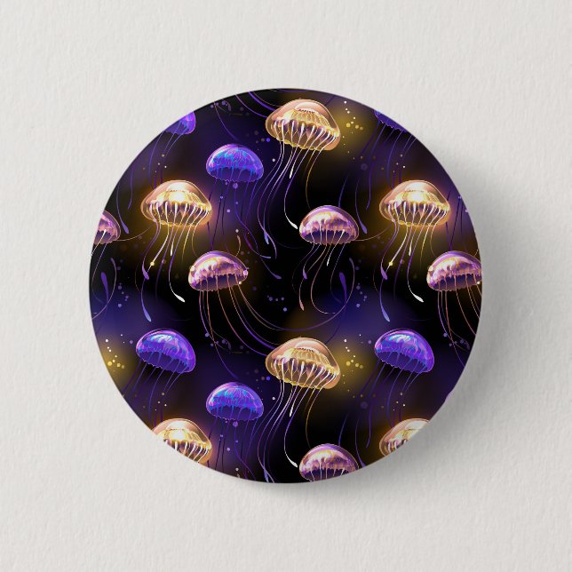 Nahtlos mit glühender Qualle Button (Vorderseite)