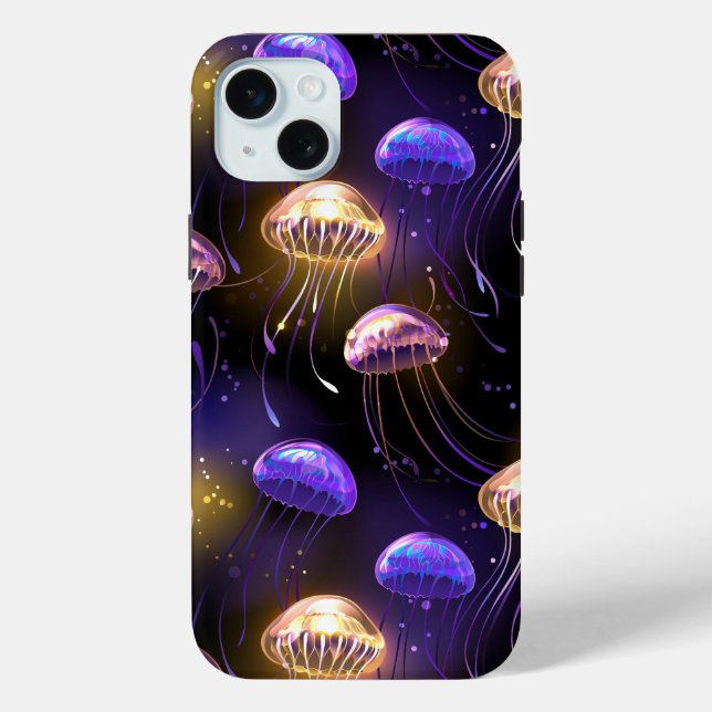 Nahtlos mit glühender Qualle Case-Mate iPhone Hülle (Rückseite)