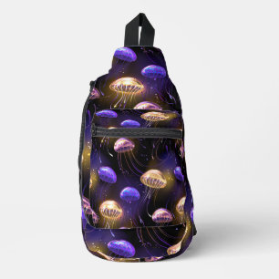 Nahtlos mit glühender Qualle Crossbody Bag