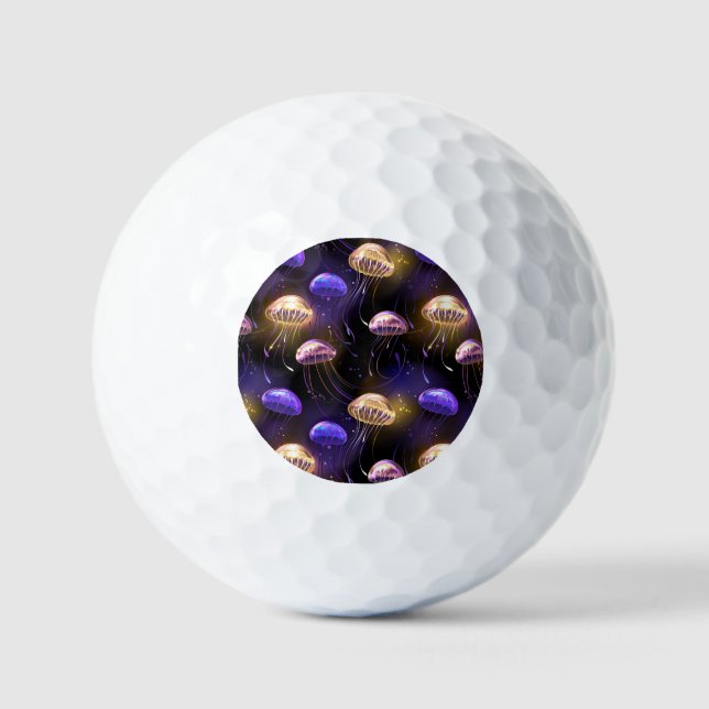Nahtlos mit glühender Qualle Golfball (Vorderseite)
