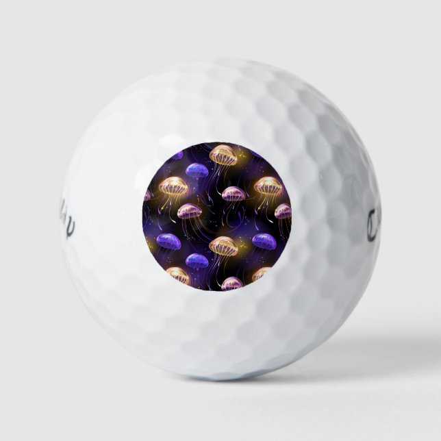 Nahtlos mit glühender Qualle Golfball (Vorderseite)
