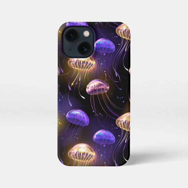 Nahtlos mit glühender Qualle iPhone Hülle (Rückseite)