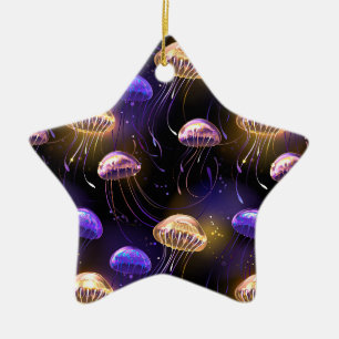 Nahtlos mit glühender Qualle Keramik Ornament