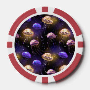 Nahtlos mit glühender Qualle Pokerchips