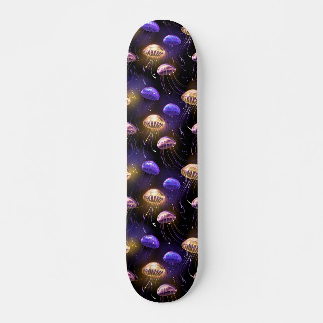 Nahtlos mit glühender Qualle Skateboard (Vorne)