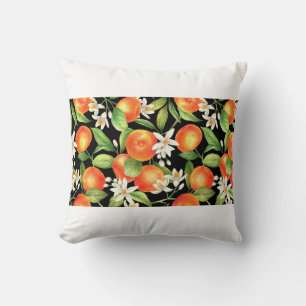 Nahtlos mit Orangenfrüchten, Blume und l Kissen