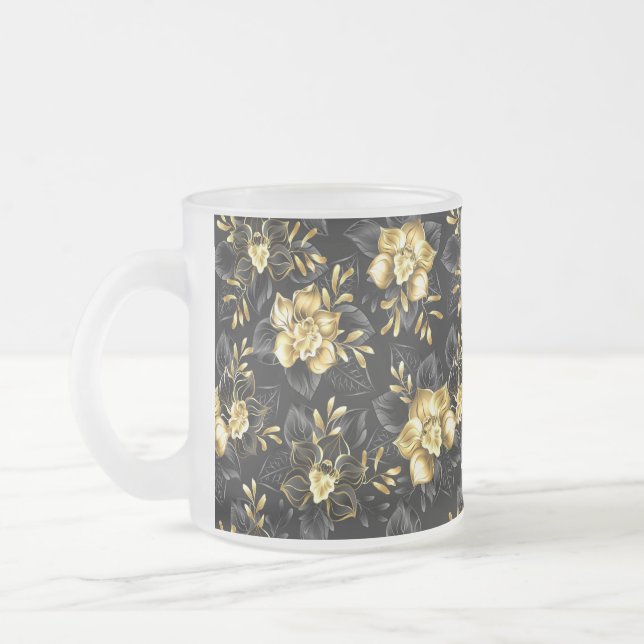 Nahtlos mit Schmuckorchideen Mattglastasse (Links)