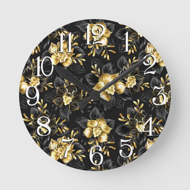 Nahtlos mit Schmuckorchideen Runde Wanduhr (Vorderseite)