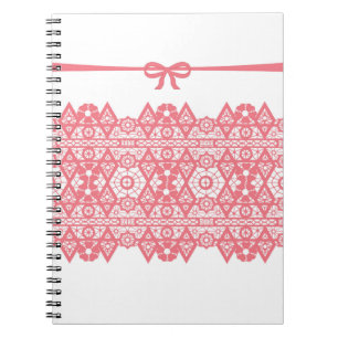 Nahtlos romantisches rosa spitzenförmiges elegante notizblock