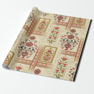 Nahtlos schönes Mughal-Blumenmotiv mit Muster Geschenkpapier