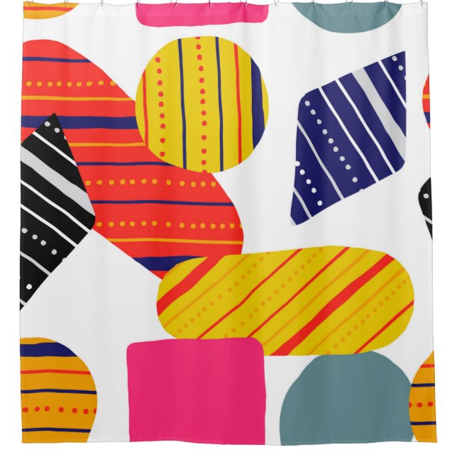 Nahtlos stylisches abstraktes, handgezeichnetes Mu Duschvorhang (Vorderseite)