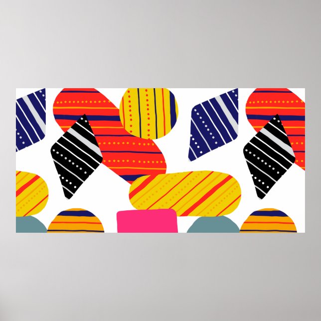 Nahtlos stylisches abstraktes, handgezeichnetes Mu Poster (Vorne)