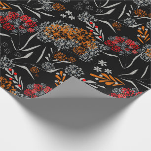 Nahtlos süße kleine Blumen Blumenmuster schwarz v Geschenkpapier