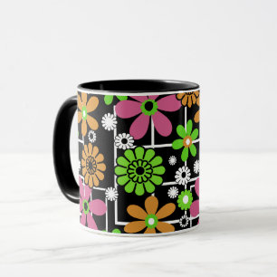 Nahtlos süßes Kinder-Blumendesign lustige Cartoon- Tasse