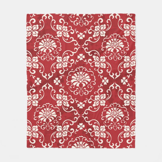 Nahtlos Vintager chinesischer Hintergrund Botanisc Fleecedecke (Vorderseite)