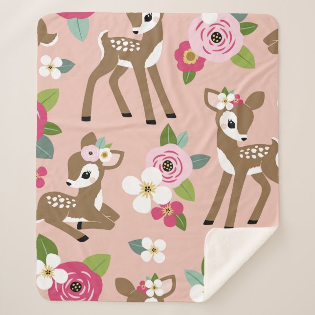 Nahtlos Vintages Muster mit niedlicher Vintager Ve Sherpadecke (Vorderseite)