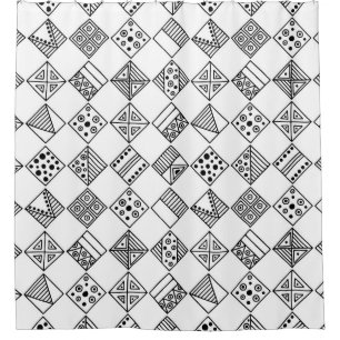 Nahtlos Vintages Muster. Schwarzweißgeometrie Duschvorhang