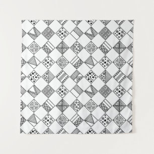 Nahtlos Vintages Muster. Schwarzweißgeometrie Wandteppich