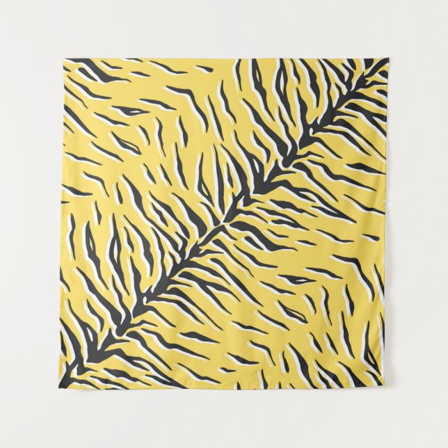 Nahtlos Vintages schwarz-gelbes Tigermuster. S Wandteppich (Vorderseite)