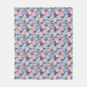 Nahtlos von rosa und blauen Hydrangea-Blume Fleecedecke