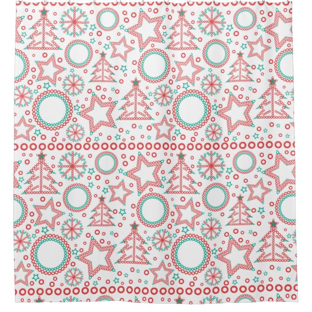 Nahtlos weiß Frohe Weihnachtsdekoration tr Duschvorhang (Vorderseite)