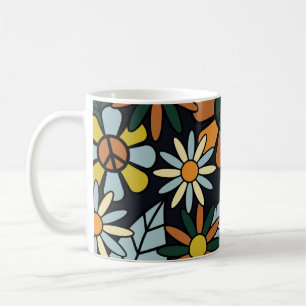 Nahtlose 70er Jahre Retro-Hippie-Blume - Vinta Kaffeetasse