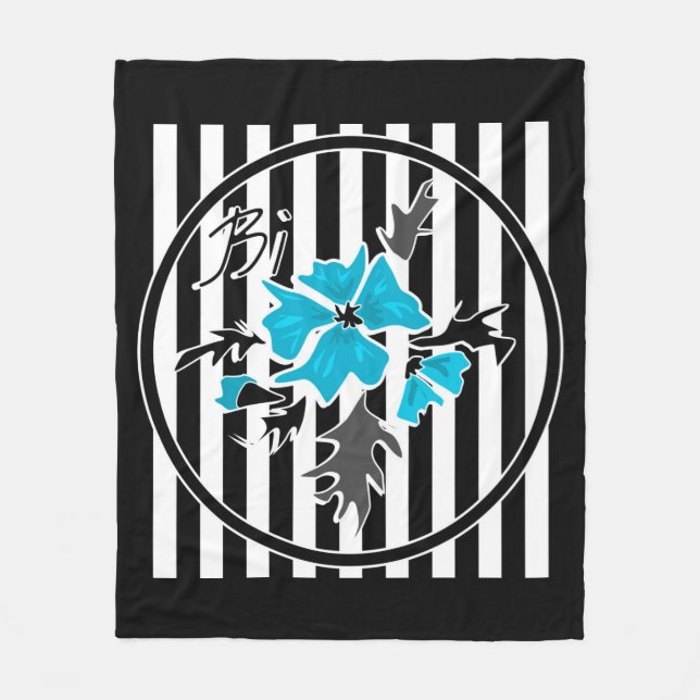 Nahtlose abstrakte blaue Blüten, schwarz blühend Fleecedecke (Vorderseite)