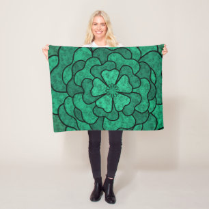 Nahtlose abstrakte blumenfarbene Blume schwarz-grü Fleecedecke