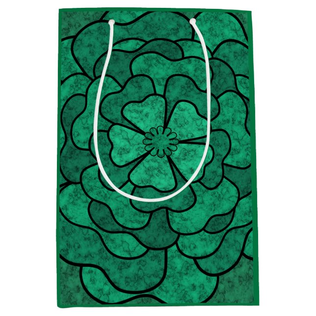 Nahtlose abstrakte blumenfarbene Blume schwarz-grü Mittlere Geschenktüte (Vorderseite)