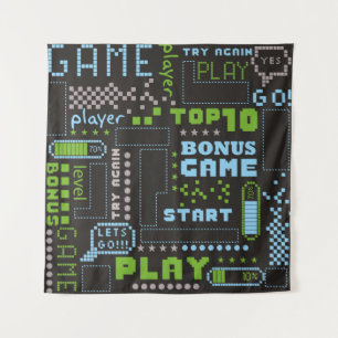 Nahtlose abstrakte Darstellung im Pixelspielstil.  Wandteppich