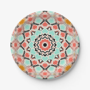 Nahtlose abstrakte geometrische Rundkreismandala Pappteller