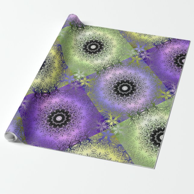Nahtlose abstrakte Gradientengrün lila violette Fa Geschenkpapier (Ungerollt)