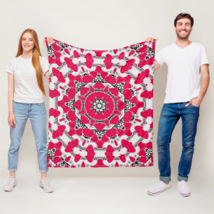 Nahtlose abstrakte Mandala-Herzen hell rund um die Fleecedecke