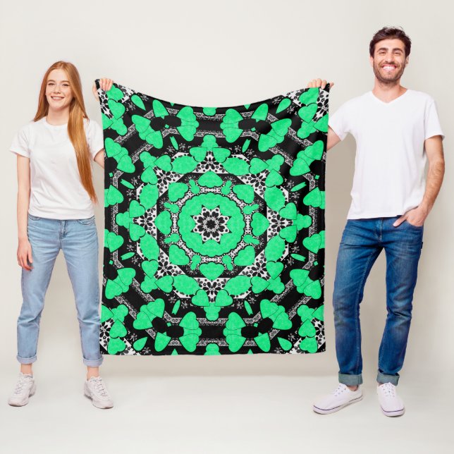 Nahtlose abstrakte Mandala-Herzen hell rund um die Fleecedecke (Beispiel)