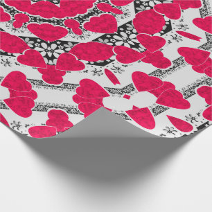 Nahtlose abstrakte Mandala-Herzen hell rund um die Geschenkpapier