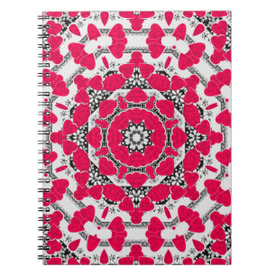 Nahtlose abstrakte Mandala-Herzen hell rund um die Notizblock