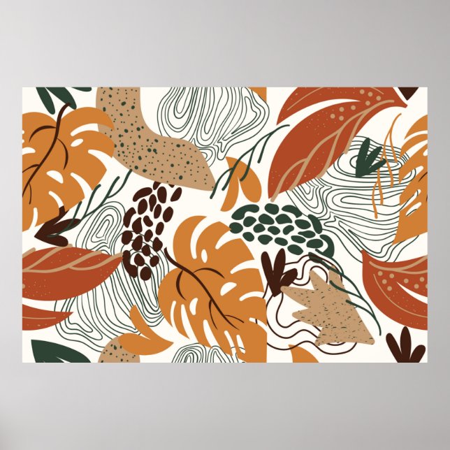Nahtlose abstrakte Naturstruktur auf weißem Hinter Poster (Vorne)