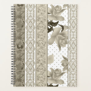 Nahtlose abstrakte Spitzentretro Vintage beige Ros Planer