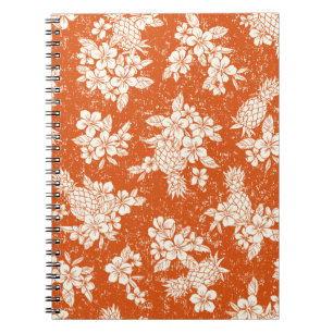 Nahtlose Aloha-Muster von Hibiskus und Ananas, Notizblock