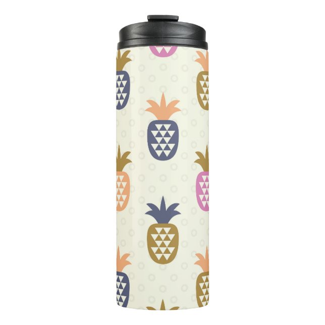 Nahtlose Ananas Vintage-Musterdesign Thermosbecher (Vorderseite)