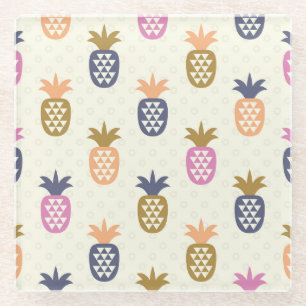 Nahtlose Ananas Vintages Muster Glasuntersetzer