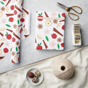 Nahtlose Äpfel und Zimt Herbst Erntedank Geschenkpapier
